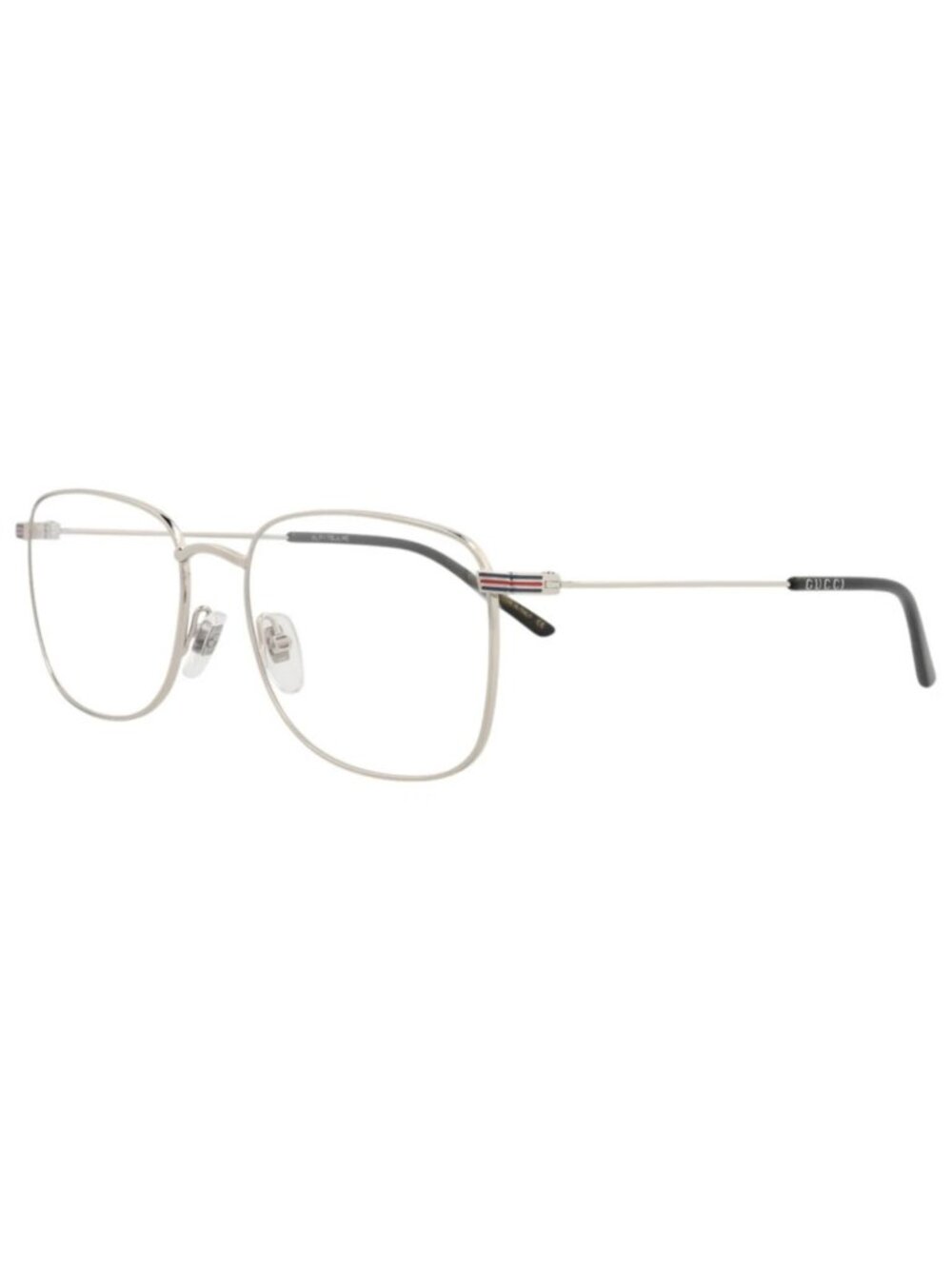 New Gucci Women's Eyeglasses Square Rectangle Metal Frame Mens Silver Silver